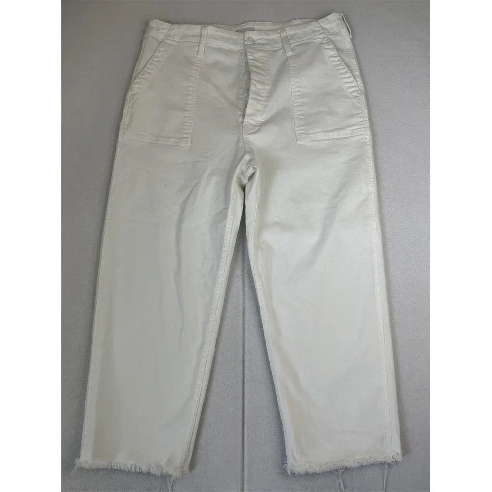 Mother Patch Pocket Private Ankle Fray Jeans White 33 1218-753 Fairest Of Them